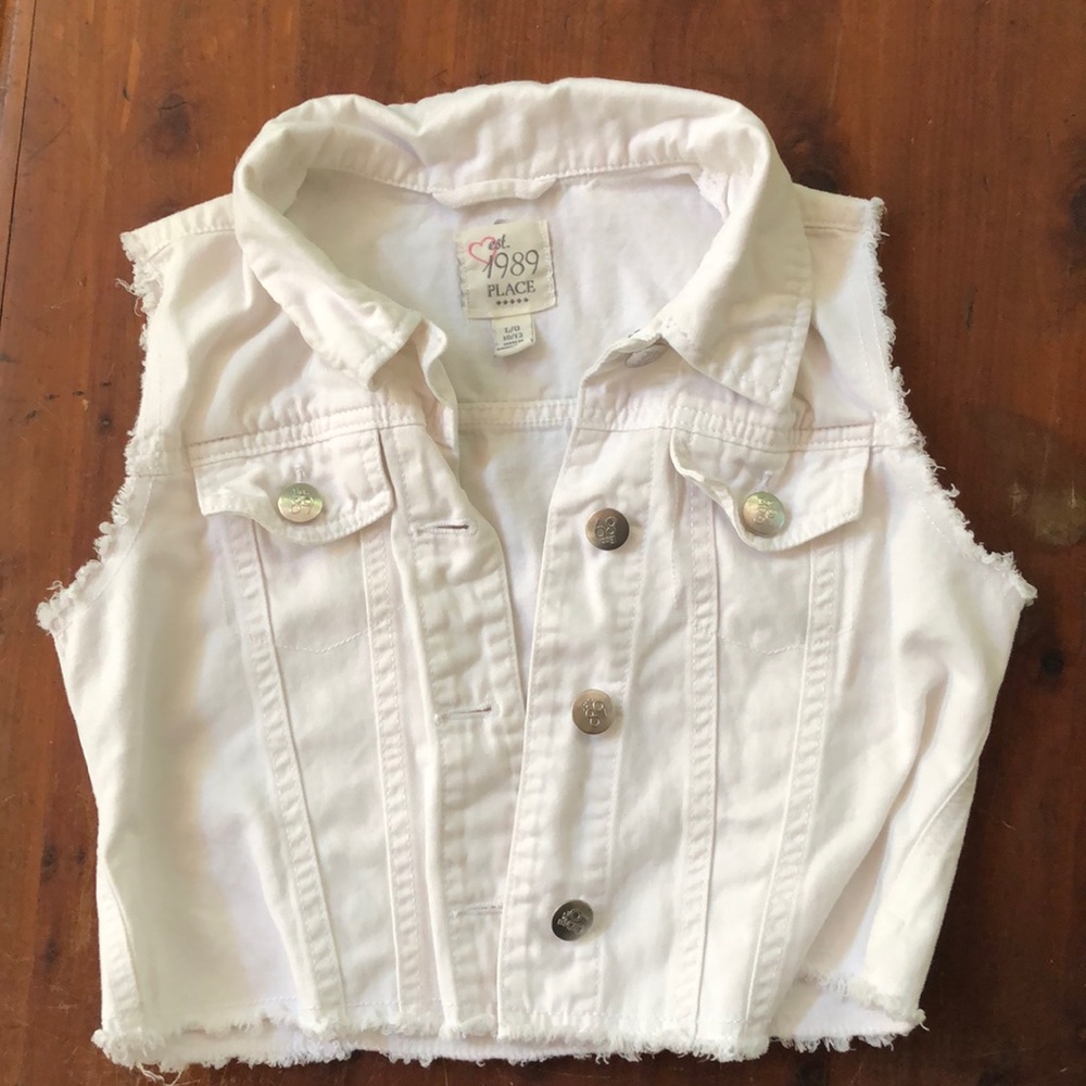 Children’s Place white denim cutoff jacket